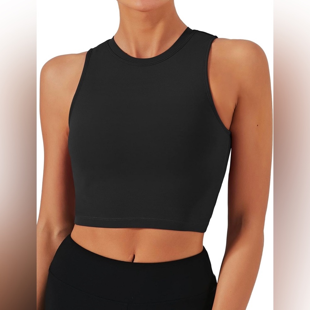 Natural Feelings Sports Bras for Women,Sleeveless Fitness Crop Tops, Black - NWT